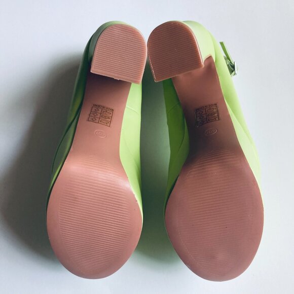 Lime Platform Chunky Babydoll Heals with Ankle Strap - Picture 8 of 11